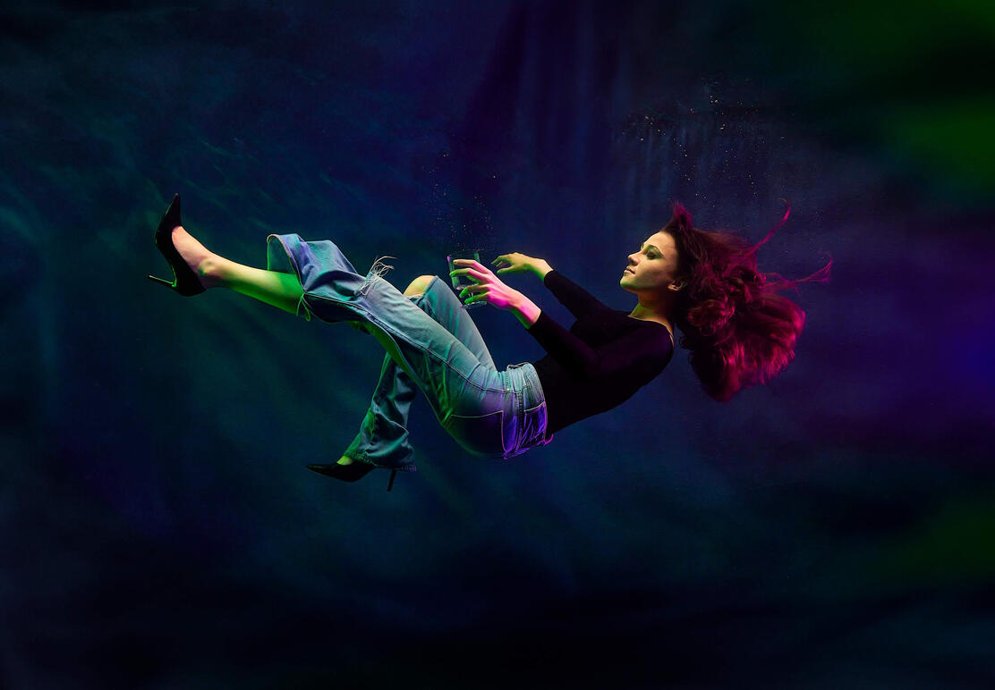 Woman floating in water