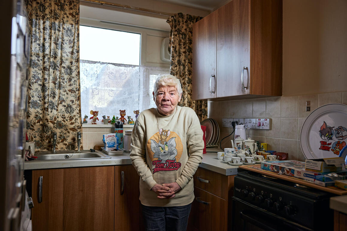 Pensioner in kitchen
