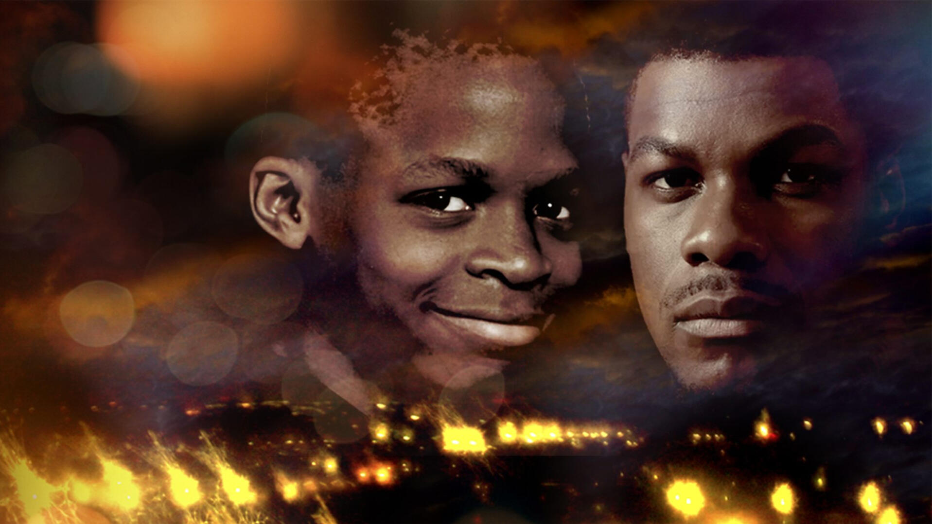 Damilola Taylor & John Boyega on dramatic street night background.